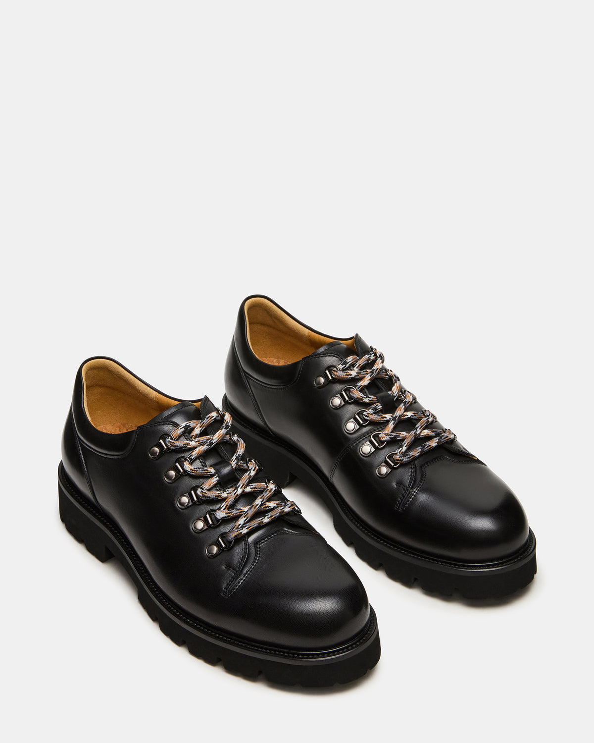 Steve Madden TURBO Black Leather Lace-Up Dress Shoe