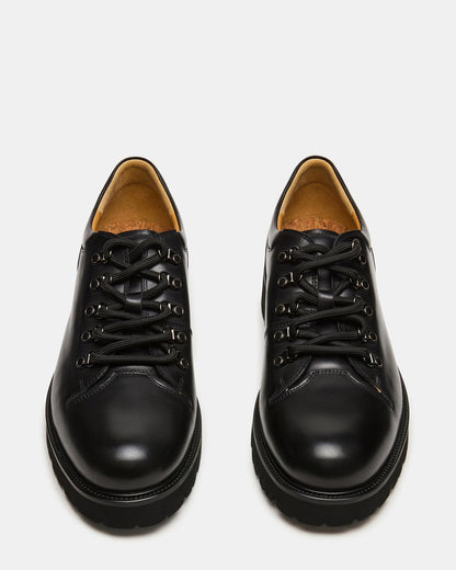 Steve Madden TURBO Black Leather Lace-Up Dress Shoe