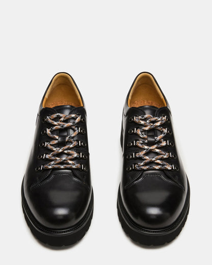 Steve Madden TURBO Black Leather Lace-Up Dress Shoe