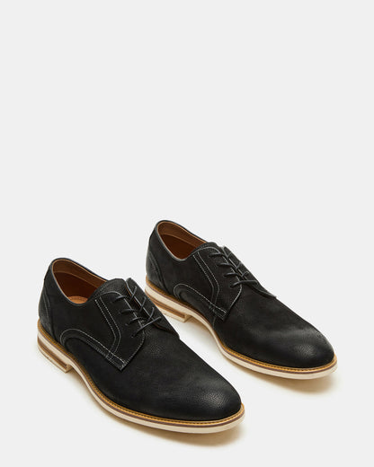 Steve Madden ALVAREZ Black Nubuck Lace-Up Men's Dress Shoe