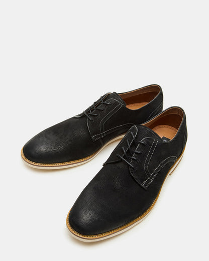 Steve Madden ALVAREZ Black Nubuck Lace-Up Men's Dress Shoe