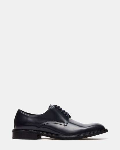 Steve Madden HADAR Navy Box Leather Lace-Up Oxford Dress Shoe | Men's Dress Shoes
