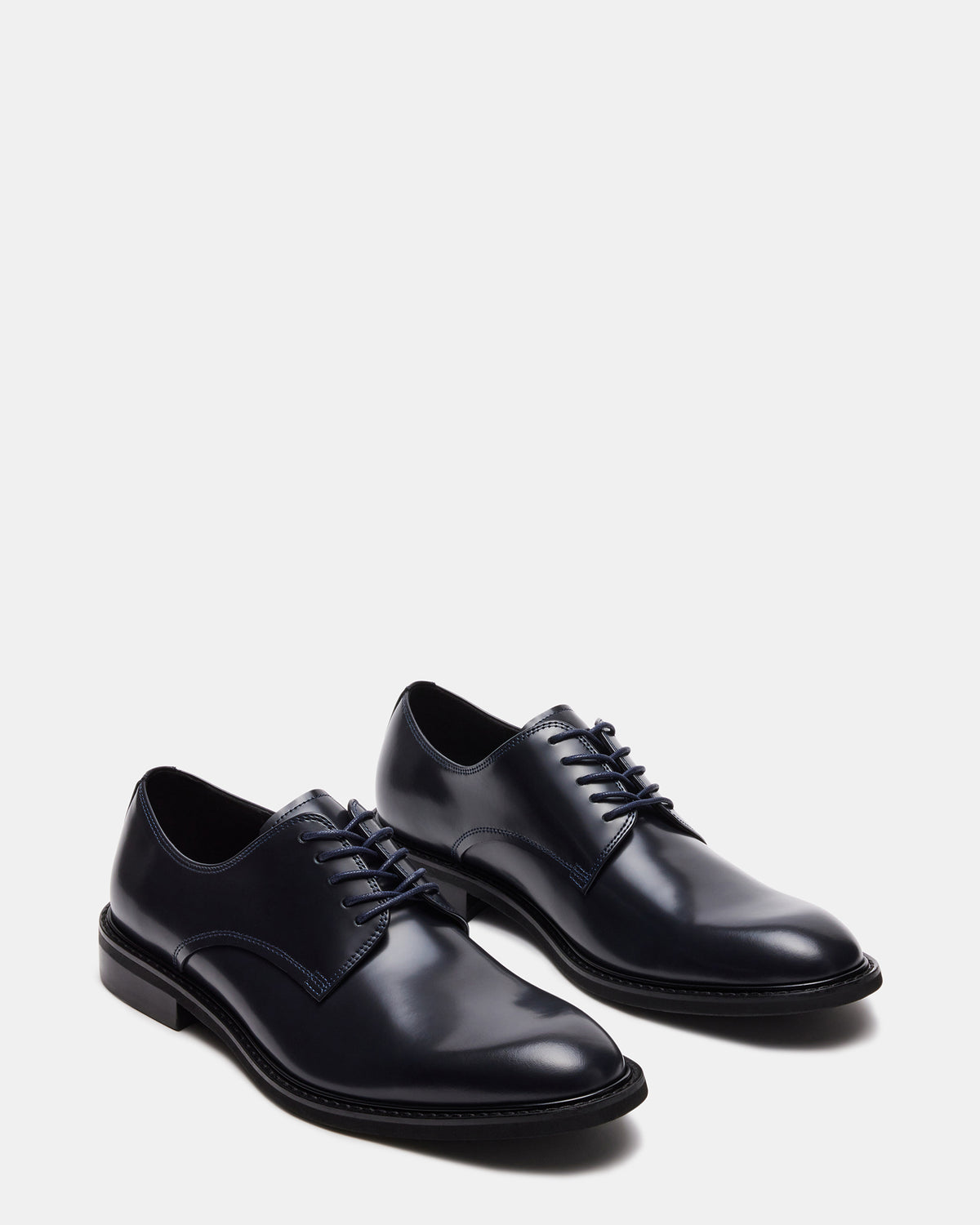 Steve Madden HADAR Navy Box Leather Lace-Up Oxford Dress Shoe | Men's Dress Shoes