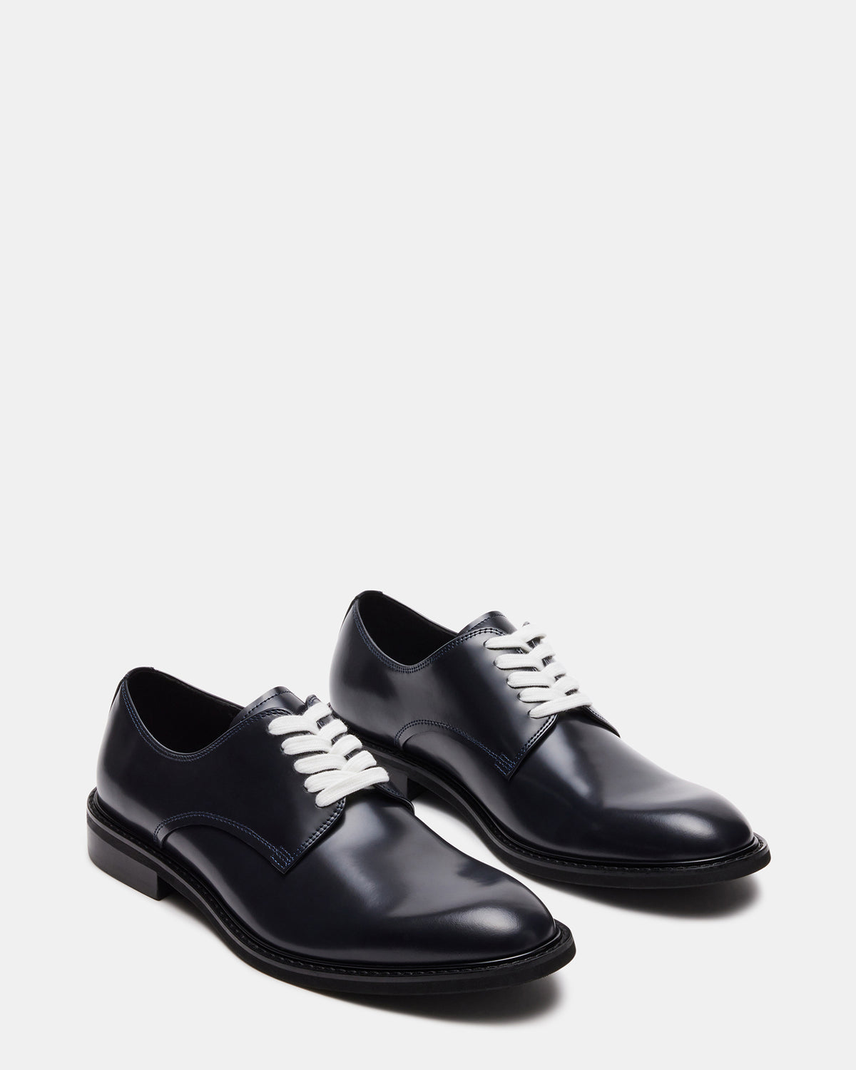 Steve Madden HADAR Navy Box Leather Lace-Up Oxford Dress Shoe | Men's Dress Shoes