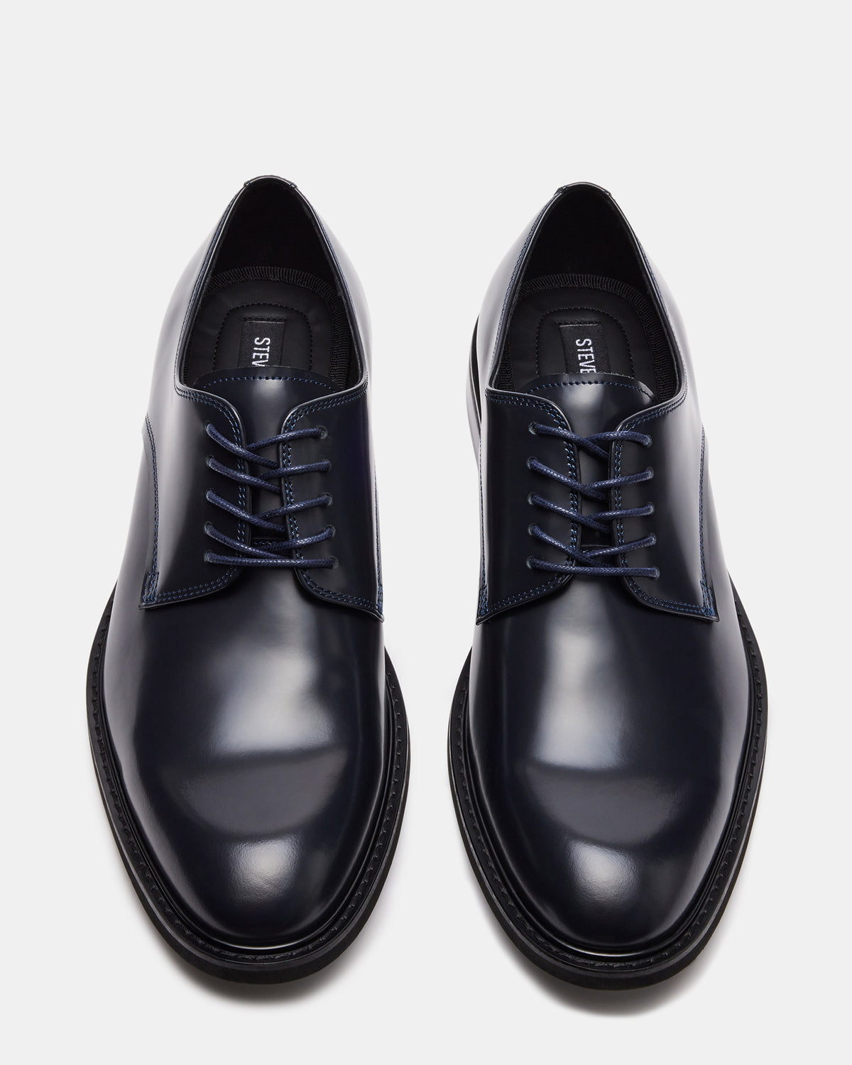 Steve Madden HADAR Navy Box Leather Lace-Up Oxford Dress Shoe | Men's Dress Shoes