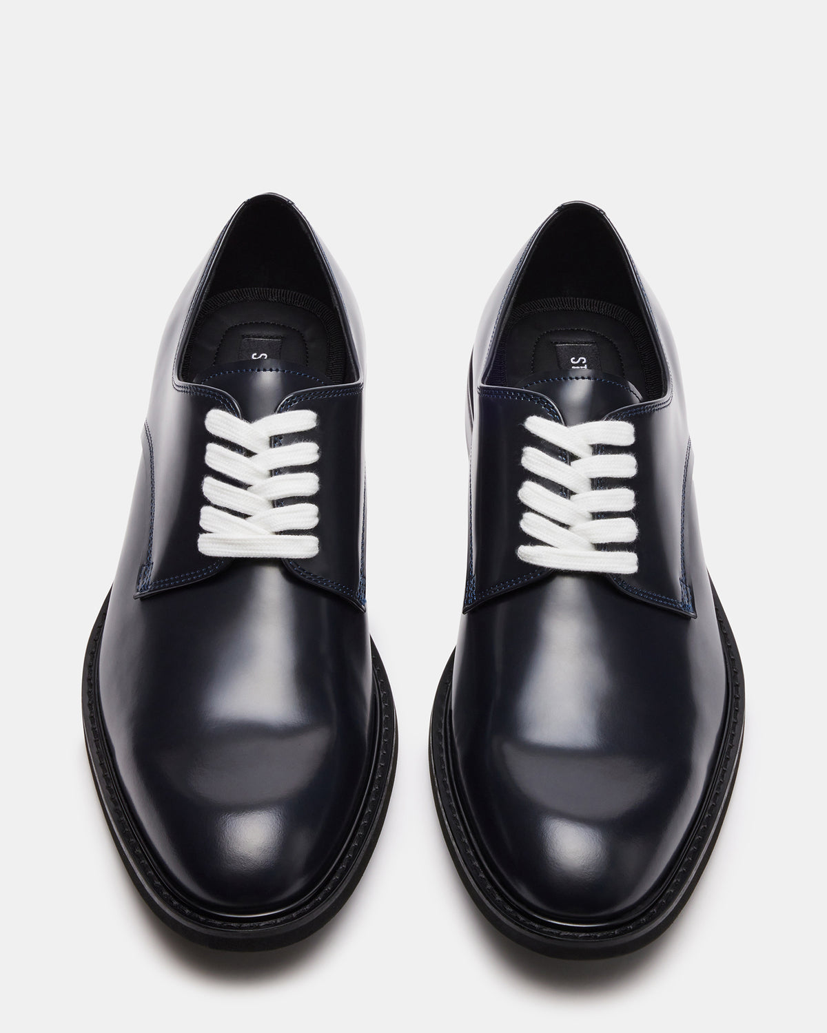 Steve Madden HADAR Navy Box Leather Lace-Up Oxford Dress Shoe | Men's Dress Shoes
