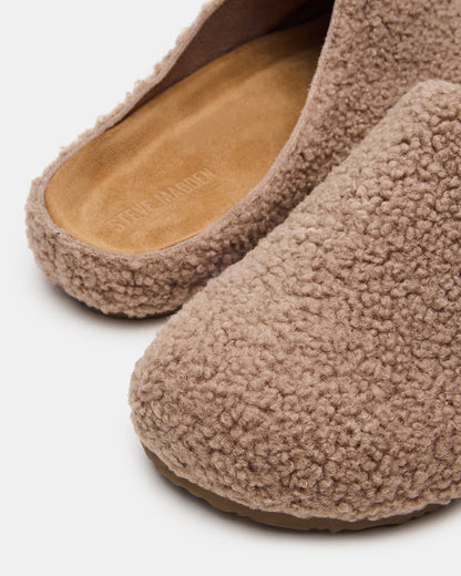 Steve Madden WENDELIN Taupe Faux Shearling Footbed Slip-On Men's Casual Clog