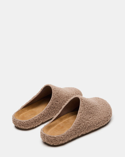 Steve Madden WENDELIN Taupe Faux Shearling Footbed Slip-On Men's Casual Clog