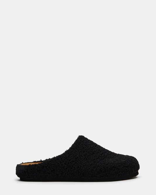 Steve Madden WENDELIN Black Faux Shearling Footbed Slip-On Men's Casual Clog