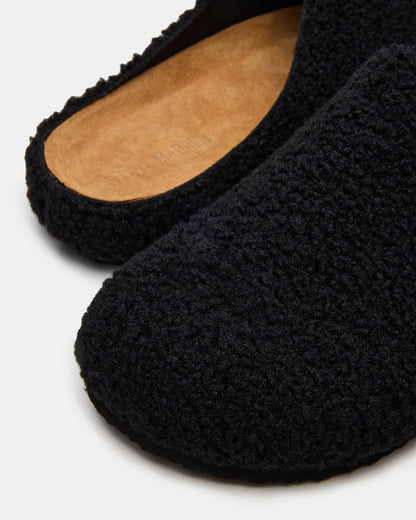 Steve Madden WENDELIN Black Faux Shearling Footbed Slip-On Men's Casual Clog