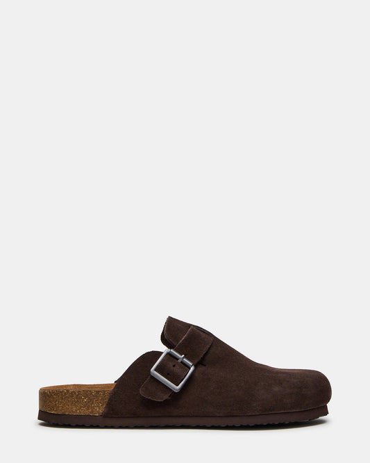 Steve Madden WILDERR Chocolate Brown Suede Slip-On Men's Casual Clog