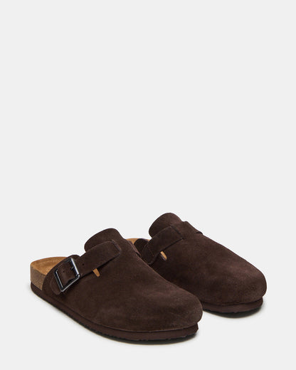Steve Madden WILDERR Chocolate Brown Suede Slip-On Men's Casual Clog