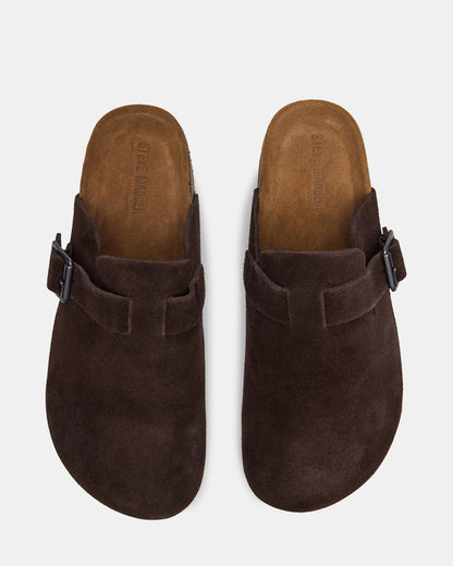 Steve Madden WILDERR Chocolate Brown Suede Slip-On Men's Casual Clog