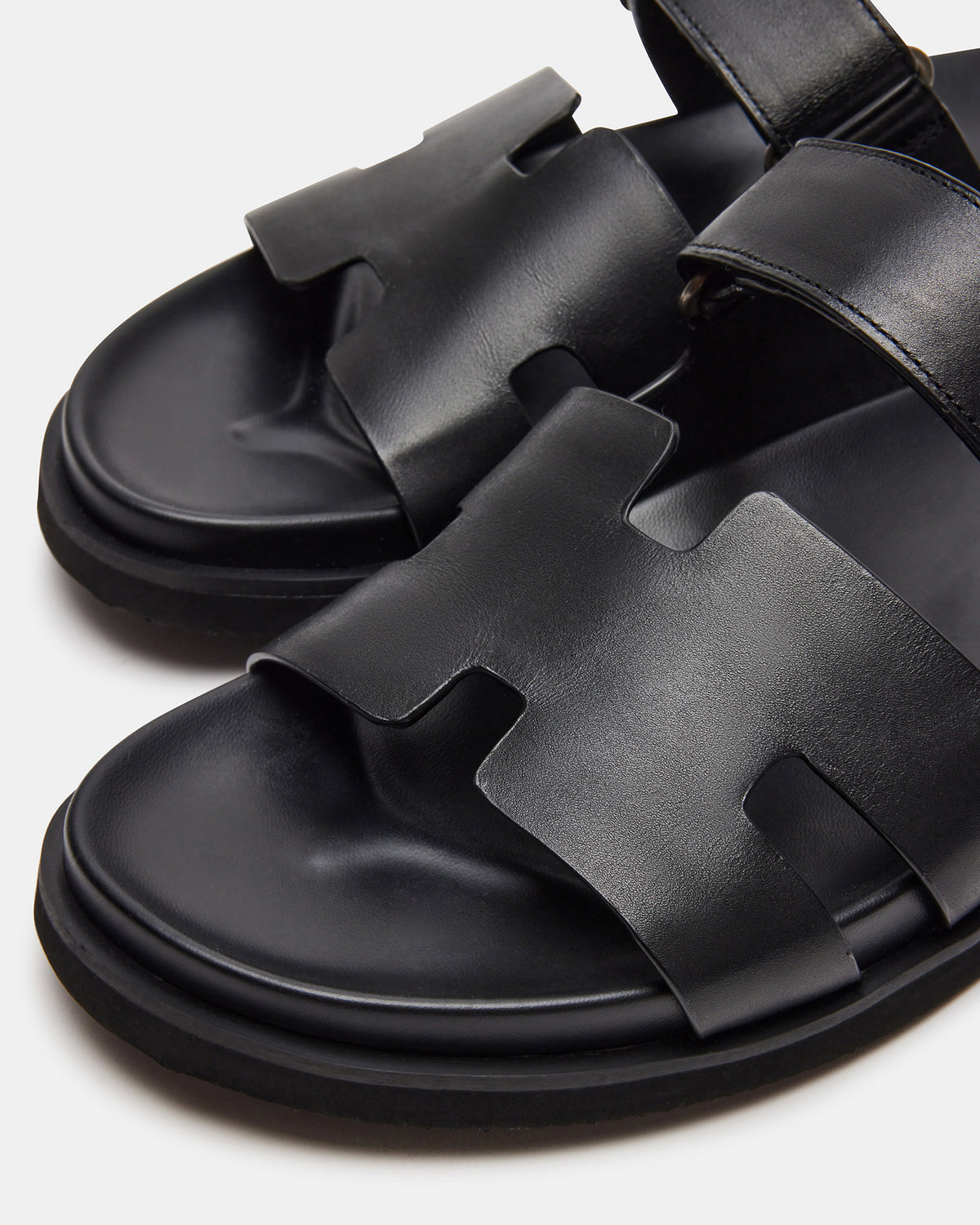 Steve Madden MAIVEN Black Leather Men's Fisherman Sandal