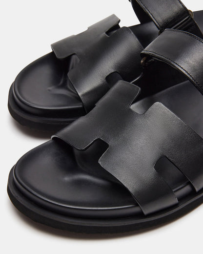 Steve Madden MAIVEN Black Leather Men's Fisherman Sandal