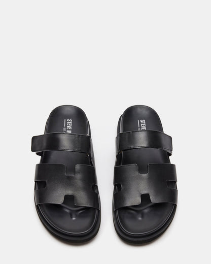 Steve Madden MAIVEN Black Leather Men's Fisherman Sandal