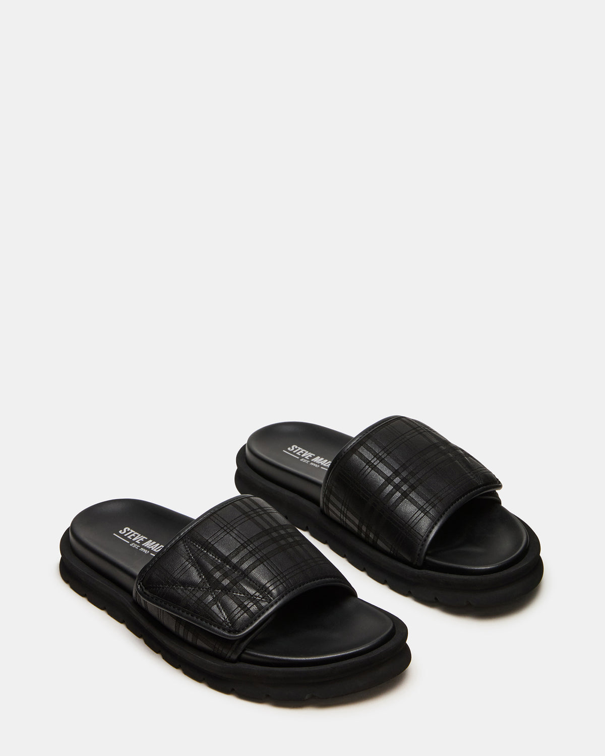 Steve Madden REESE Black Slide Footbed Rounded-Toe Men's Sandal