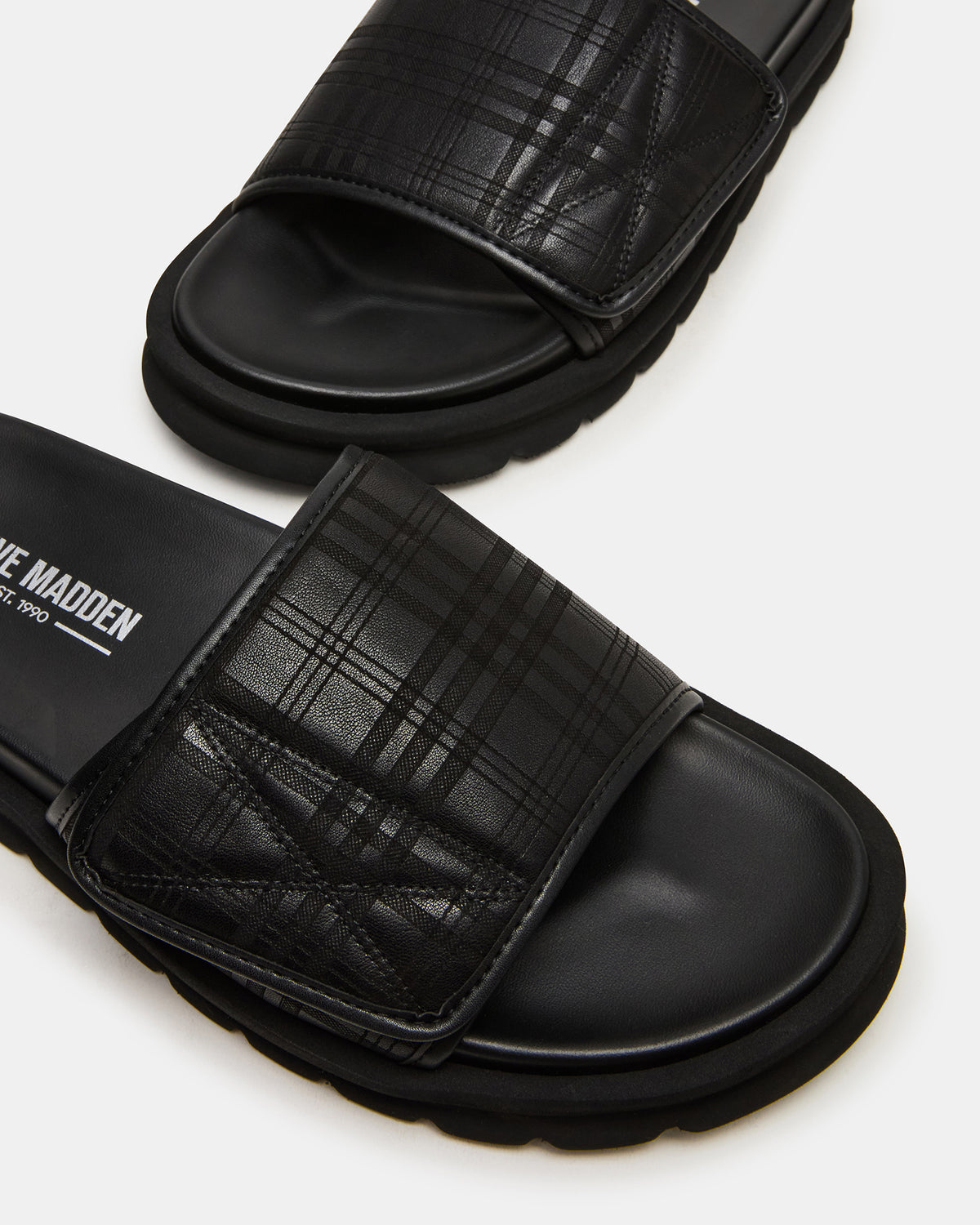 Steve Madden REESE Black Slide Footbed Rounded-Toe Men's Sandal