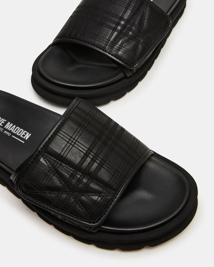 Steve Madden REESE Black Slide Footbed Rounded-Toe Men's Sandal