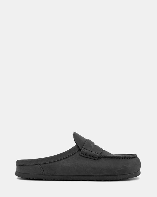 Steve Madden WYATT Black Leather Slip-On Clog Men's Casual