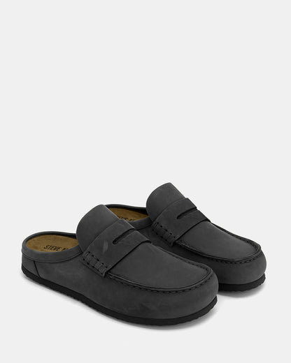 Steve Madden WYATT Black Leather Slip-On Clog Men's Casual