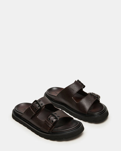 Steve Madden LUXOR Dark Brown Slide Footbed Men's Sandal