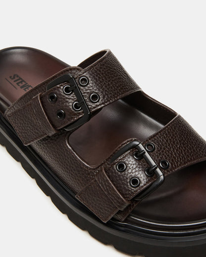 Steve Madden LUXOR Dark Brown Slide Footbed Men's Sandal