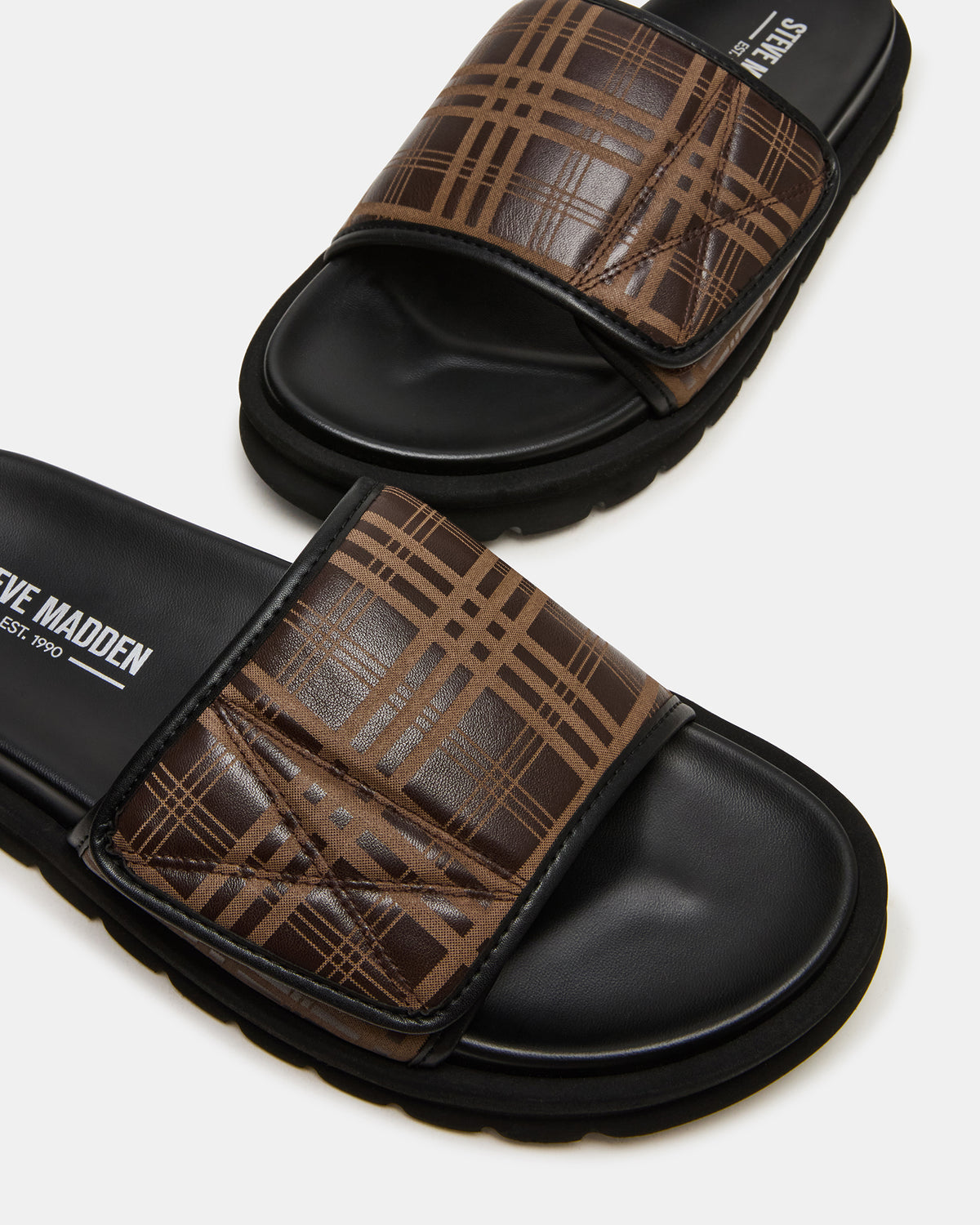 Steve Madden REESE Brown Slide Footbed Rounded-Toe Men's Sandal