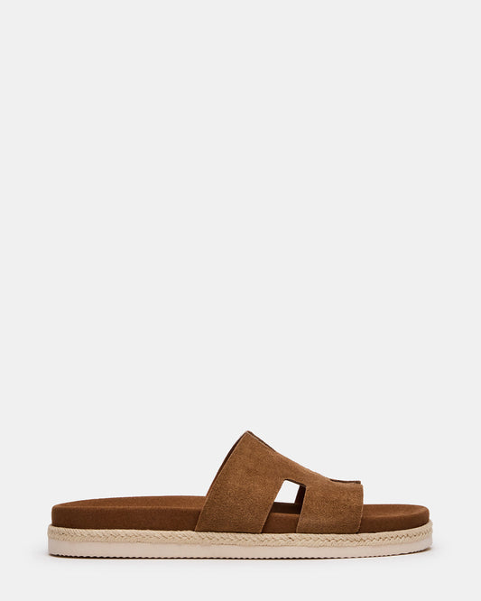 Steve Madden MERRICK Cognac Suede Footbed Slide Men's Sandal