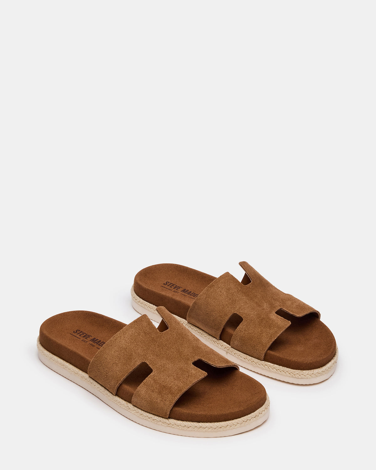 Steve Madden MERRICK Cognac Suede Footbed Slide Men's Sandal