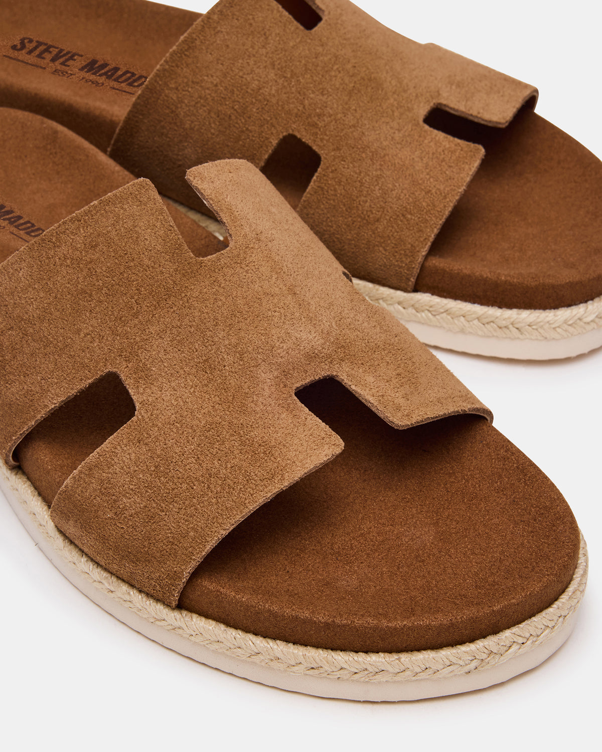 Steve Madden MERRICK Cognac Suede Footbed Slide Men's Sandal
