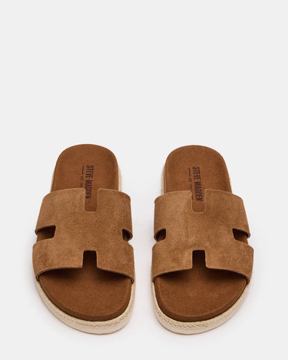 Steve Madden MERRICK Cognac Suede Footbed Slide Men's Sandal