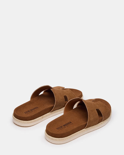 Steve Madden MERRICK Cognac Suede Footbed Slide Men's Sandal