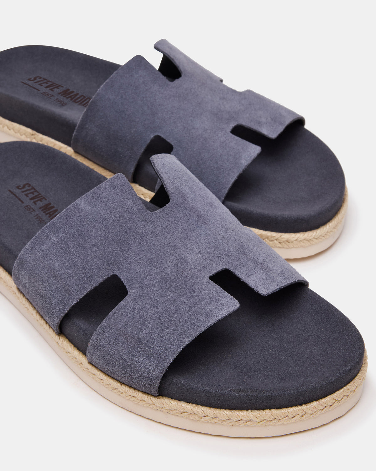 Steve Madden MERRICK Grey Suede Footbed Slide Men's Sandal