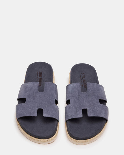Steve Madden MERRICK Grey Suede Footbed Slide Men's Sandal