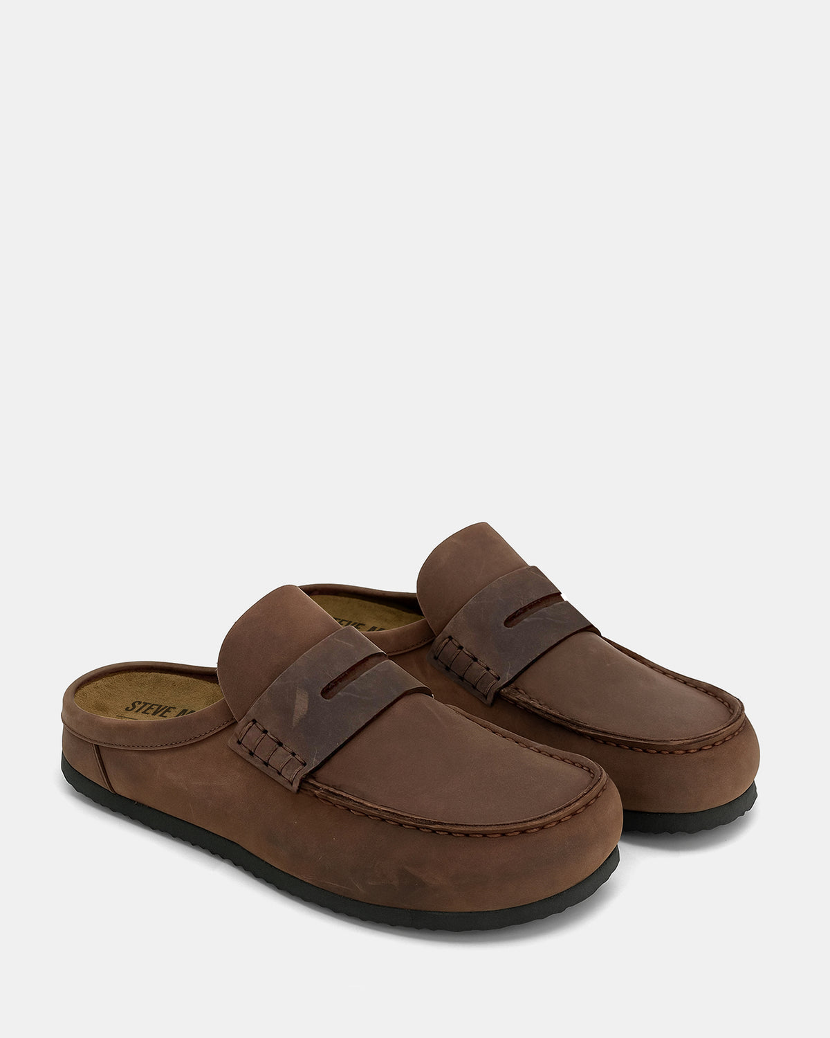 Steve Madden WYATT Brown Leather Slip-On Clog Men's Casual