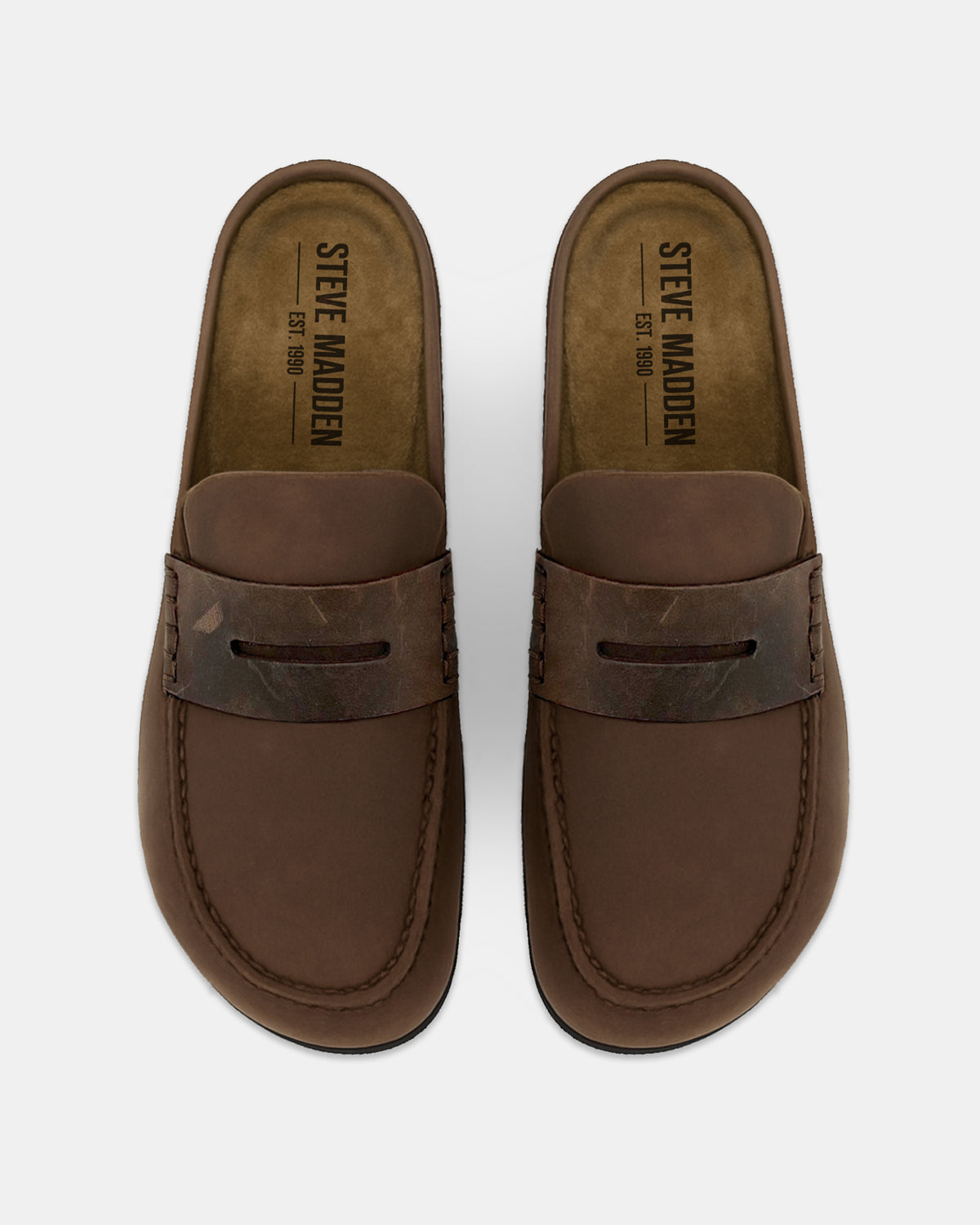 Steve Madden WYATT Brown Leather Slip-On Clog Men's Casual