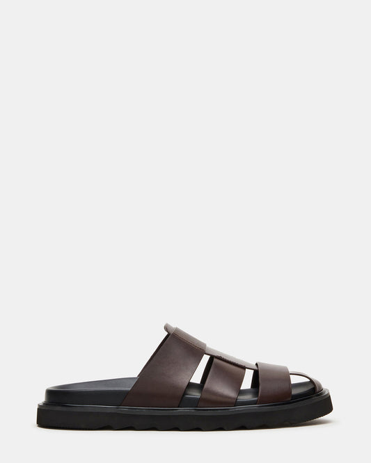 Steve Madden BLAZET Brown Leather Footbed Fisherman Men's Sandal