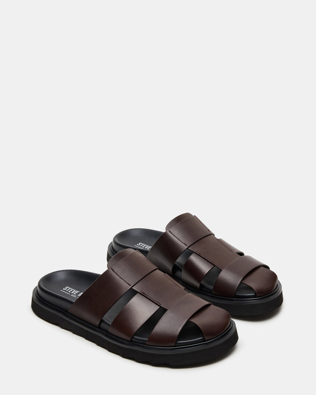 Steve Madden BLAZET Brown Leather Footbed Fisherman Men's Sandal