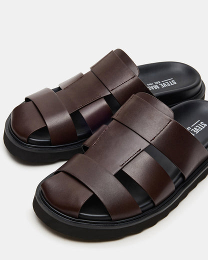 Steve Madden BLAZET Brown Leather Footbed Fisherman Men's Sandal