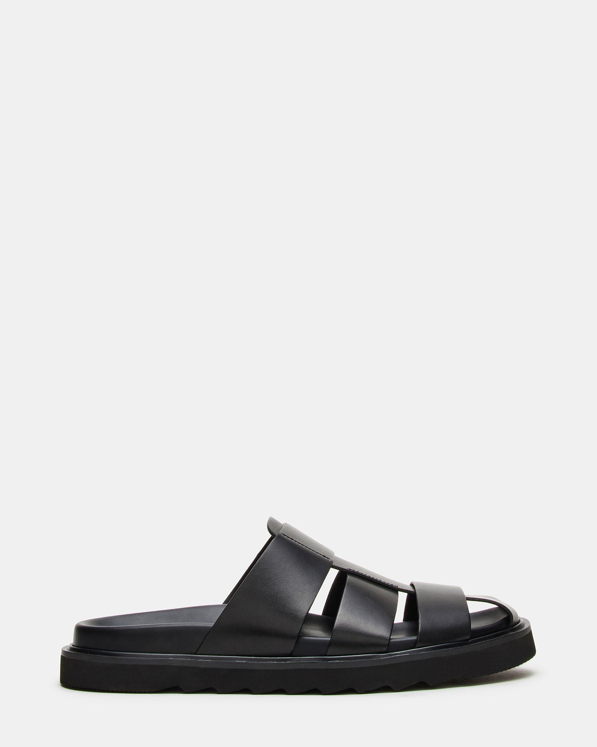 Steve Madden BLAZET Black Leather Footbed Fisherman Men's Sandal