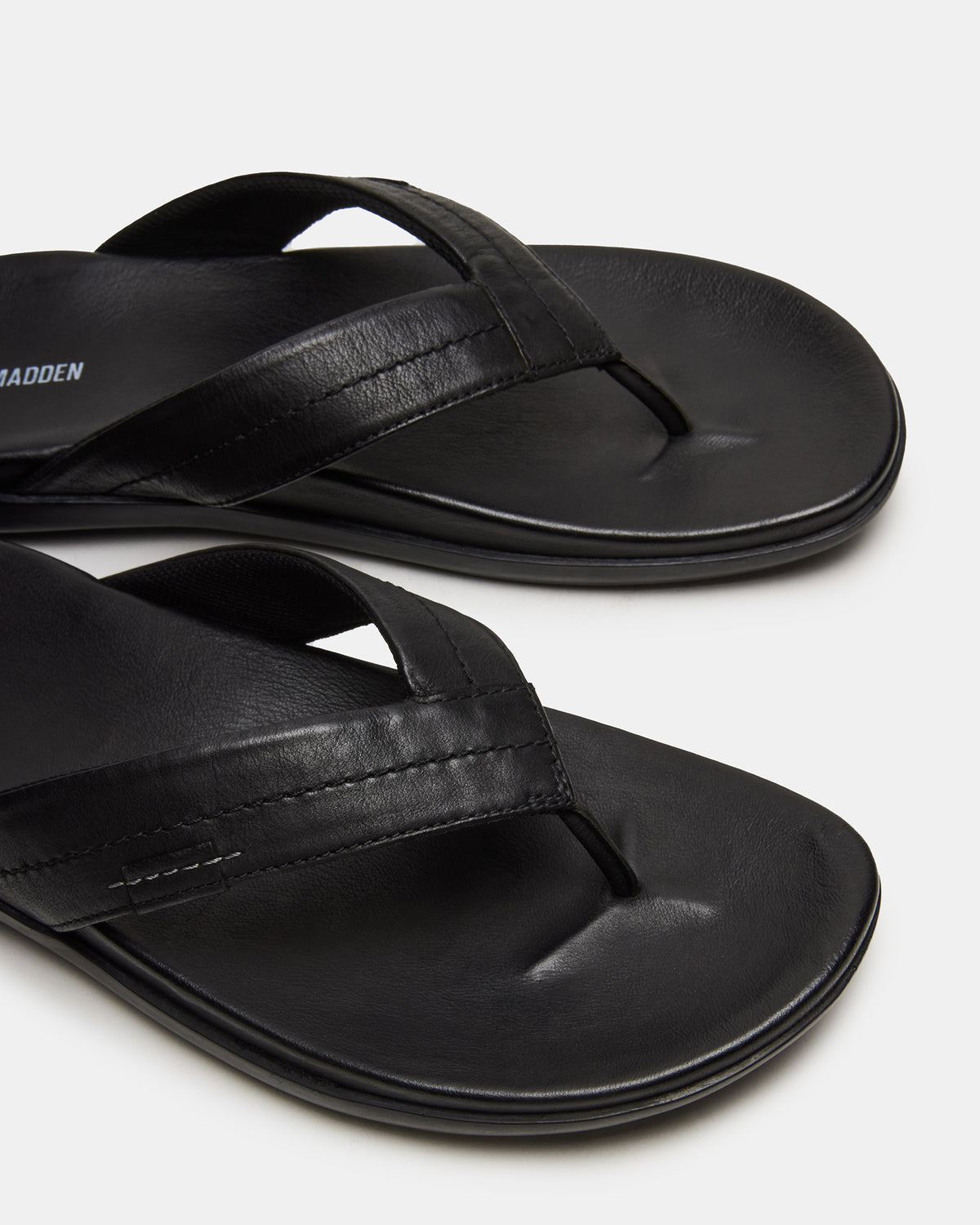 Steve Madden EMMETT Black Leather Men's Thong Sandal