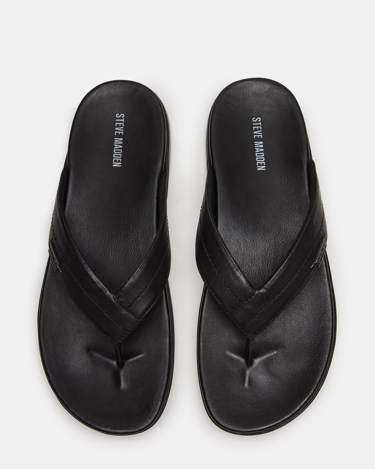 Steve Madden EMMETT Black Leather Men's Thong Sandal