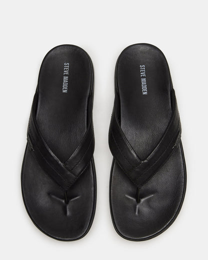 Steve Madden EMMETT Black Leather Men's Thong Sandal