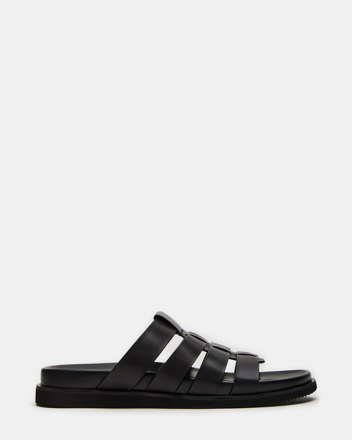 Steve Madden MARVYN Black Leather Men's Fisherman Slip-On Sandal