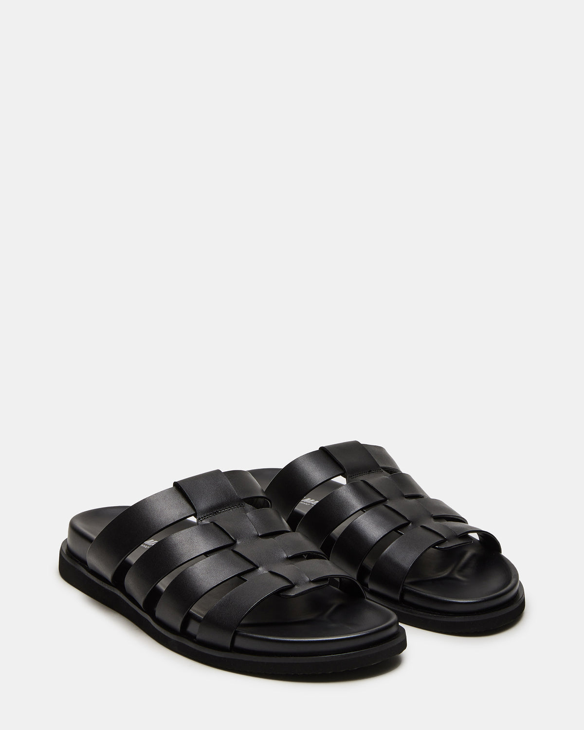 Steve Madden MARVYN Black Leather Men's Fisherman Slip-On Sandal