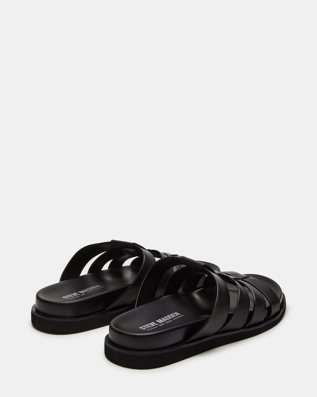 Steve Madden MARVYN Black Leather Men's Fisherman Slip-On Sandal