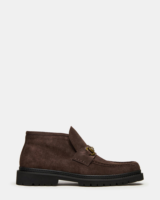 Steve Madden DEPUTY Chocolate Brown Suede Horsebit Moc Toe Men's Casual Ankle Boot