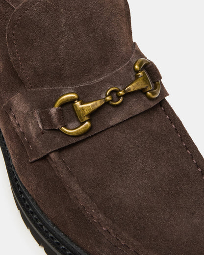 Steve Madden DEPUTY Chocolate Brown Suede Horsebit Moc Toe Men's Casual Ankle Boot