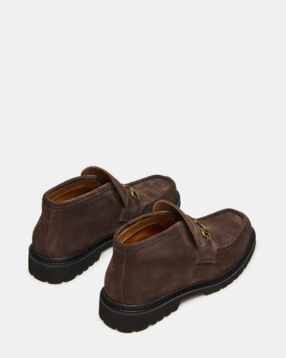 Steve Madden DEPUTY Chocolate Brown Suede Horsebit Moc Toe Men's Casual Ankle Boot